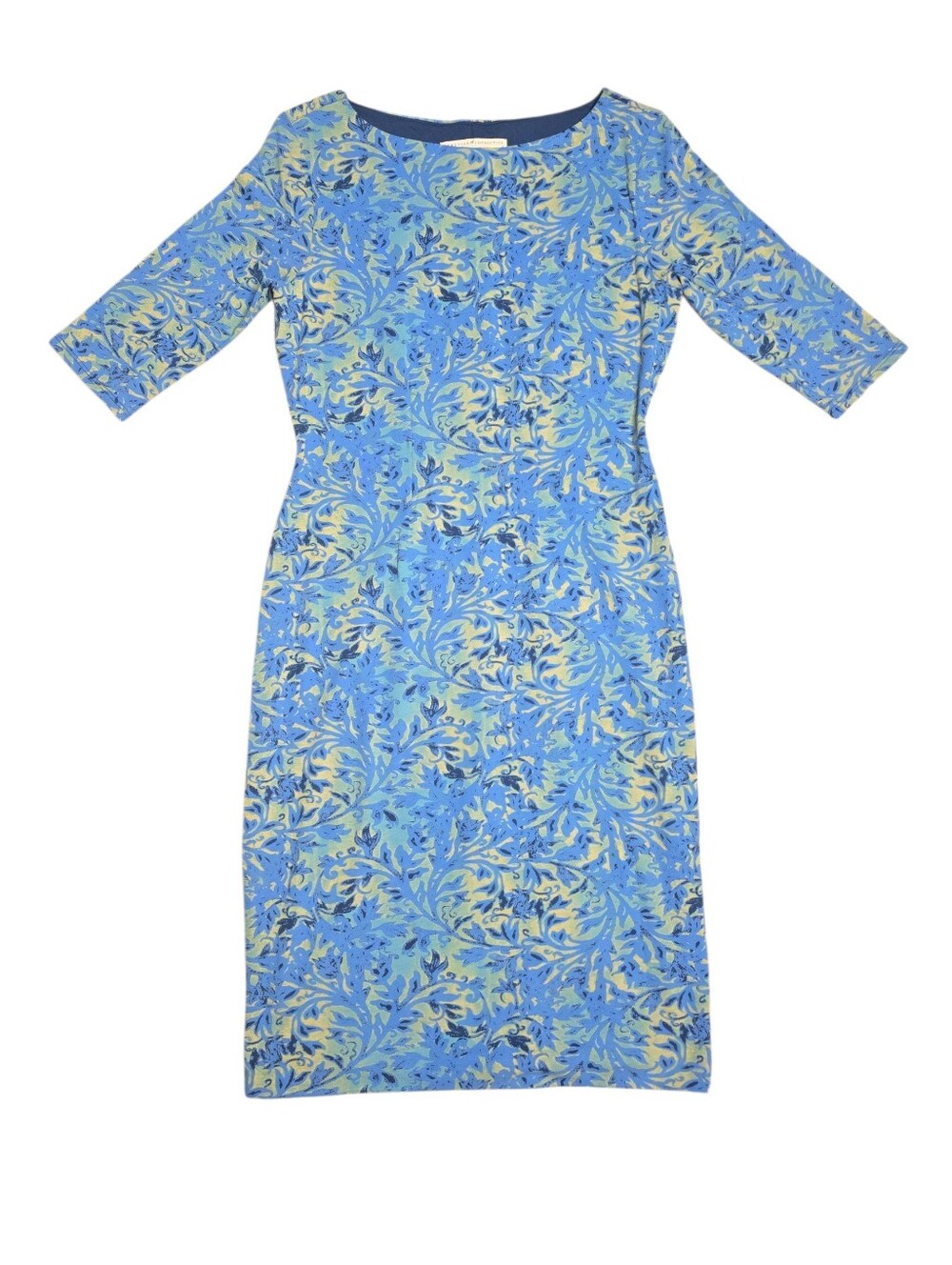 Peruvian Connection Lecce Midi Dress Bluejay Pima Cotton Floral Medium